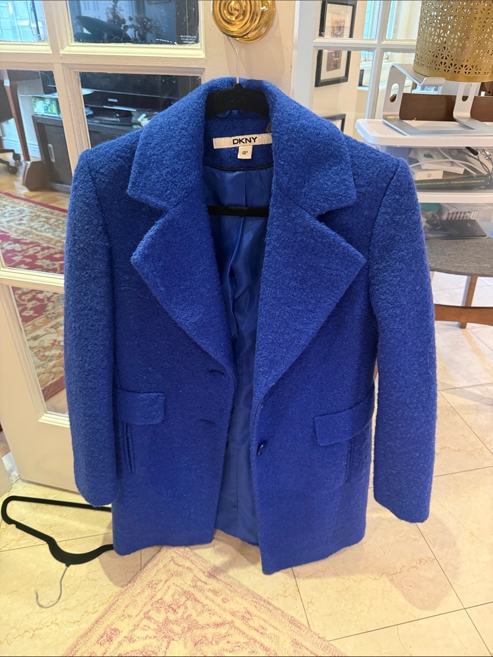DKNY Women's Royal Blue Wool Blend Peacoat — 4p like new
